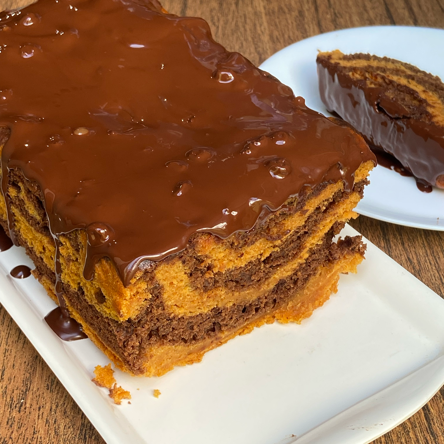 Panqué de calabaza y chocolate marmoleado