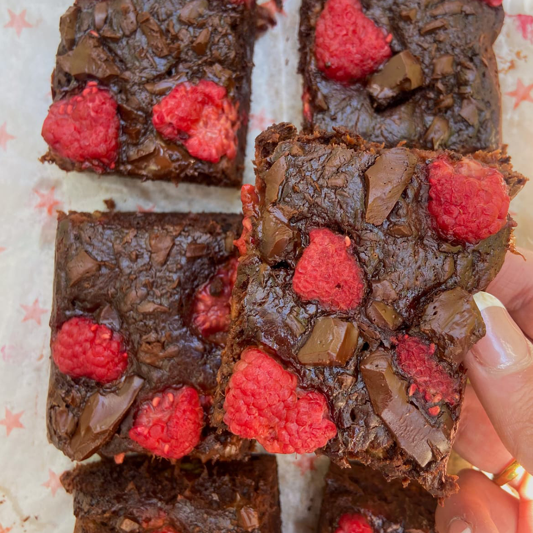 Brownies de chocolate y frambuesa