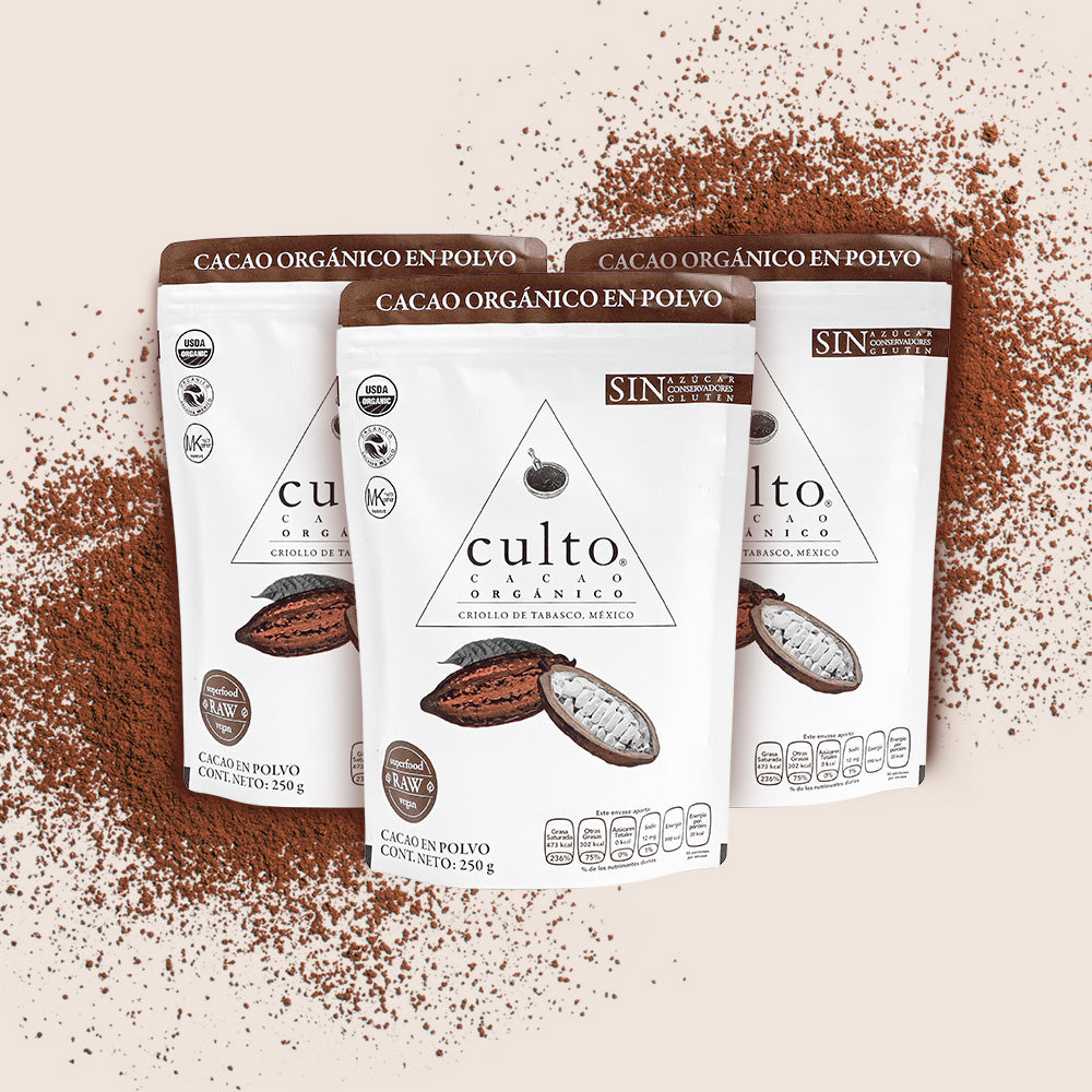 Cacao Orgánico en Polvo de 250gr | 3 Pack