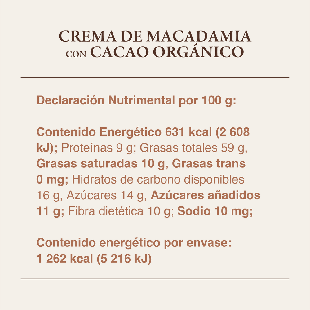 
                      
                        Crema de Macadamia con cacao orgánico de 200gr | 3 Pack
                      
                    