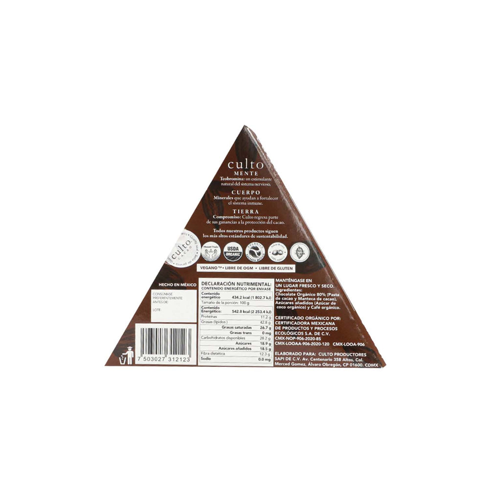 
                      
                        80% Chocolate Amargo con Granos de Café - Culto.life
                      
                    
