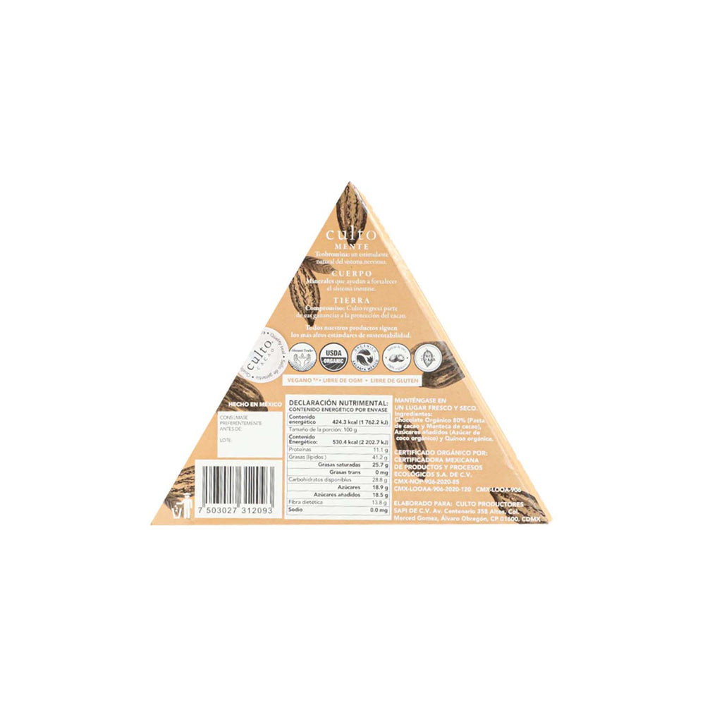 
                      
                        80% Chocolate Amargo con Quinoa Inflada - Culto.life
                      
                    